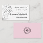 Modern Elegant minimaal zwart en roze Visitekaartje (Voorkant / Achterkant)
