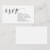 Modern Elegant, minimaal, zwart script, RSVP Informatiekaartje (Voorkant / Achterkant)