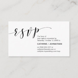 Modern elegant, minimaal, zwart script, RSVP Informatiekaartje
