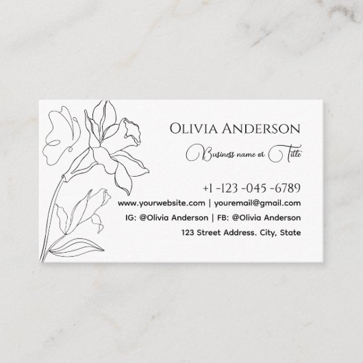 Modern Elegant minimaal zwart-wit Visitekaartje (Voorkant)