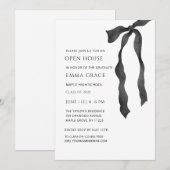 Modern Elegant Minimal Bow Open huis Afstuderen Kaart (Voorkant / Achterkant)