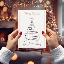 Modern Elegant Minimal Christmas Tree Card Feestdagenkaart