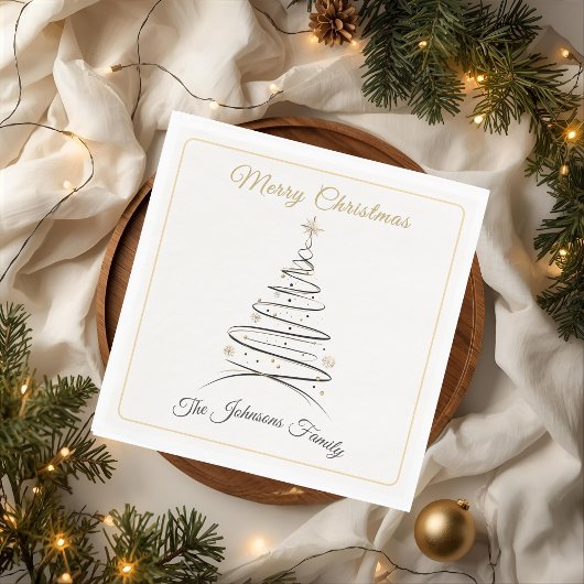 Modern Elegant Minimal Christmas Tree Napkin Servet