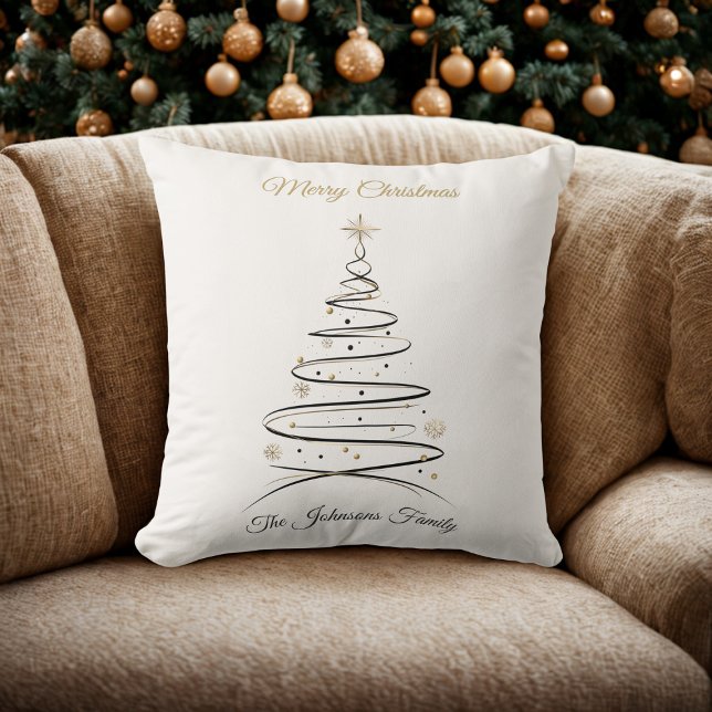 Modern Elegant Minimal Christmas Tree Pillow Kussen (Creator heeft geüpload)