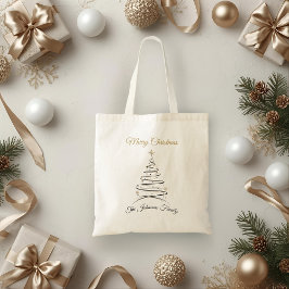 Modern Elegant Minimal Christmas Tree Tote Bag