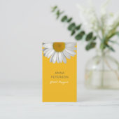 Modern Elegant Minimal Daisy Flower Yellow Black Visitekaartje (Staand voorkant)