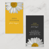 Modern Elegant Minimal Daisy Flower Yellow Black Visitekaartje (Voorkant / Achterkant)