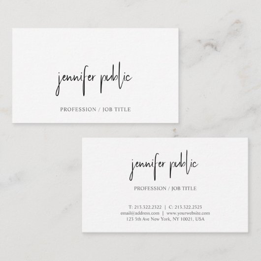 Modern Elegant Minimal Design Sjabloon Typografie Visitekaartje (Voorkant / Achterkant)