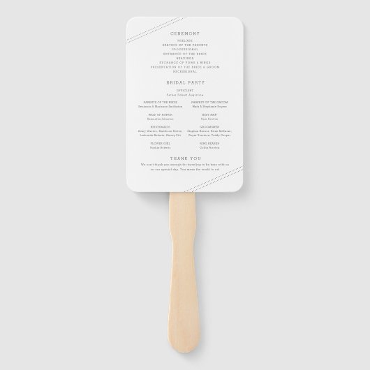 Modern Elegant Minimal Destination Wedding Program Handwaaier (Achterkant)