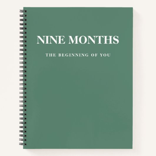 Modern Elegant Minimal Green Pregnancy Gift Notitieboek (Voorkant)