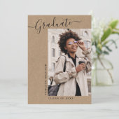 Modern Elegant Minimal Kraft 1 Foto Afstuderen Aankondiging (Staand voorkant)