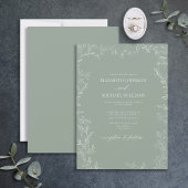 Modern Elegant Minimal Leaf Sage Green Wedding Kaart