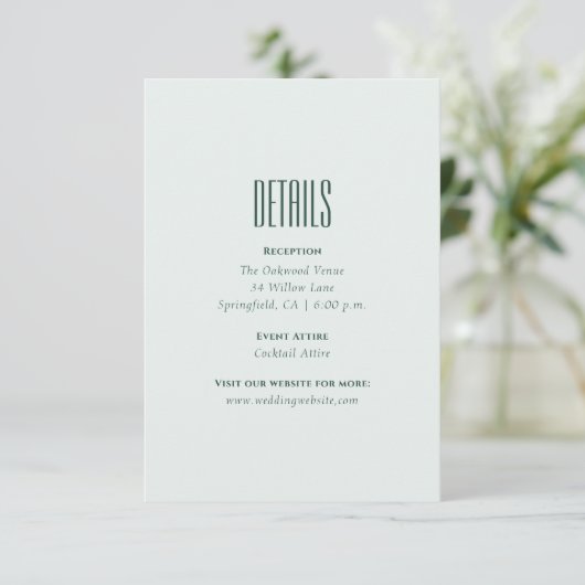 Modern Elegant Minimal QR Code Wedding Details Enc Informatiekaartje (Staand voorkant)
