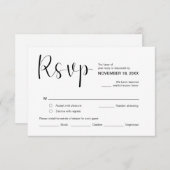 Modern Elegant Minimal, RSVP, Black Font, Repler Informatiekaartje (Voorkant / Achterkant)