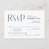 Modern Elegant Minimal, RSVP, Navy Blue, Reageer Informatiekaartje (Voorkant)