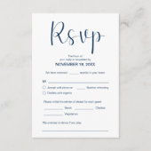Modern Elegant Minimal, RSVP, Navy Blue, Reageer Informatiekaartje (Voorkant)