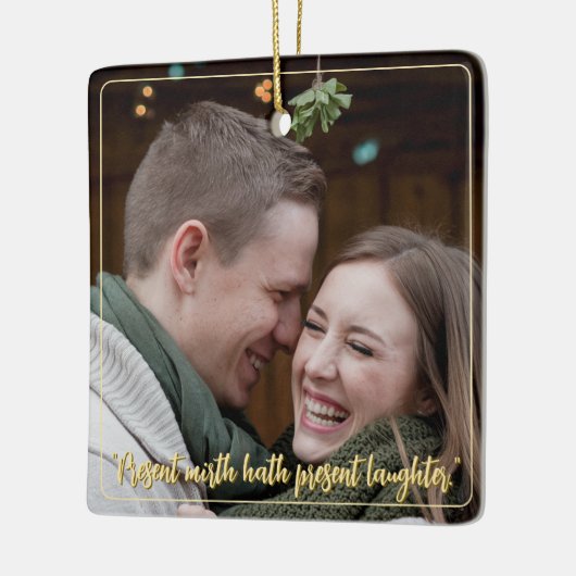 Modern Elegant Minimal Script Quote Mistletoe Gold Keramisch Ornament (Links)