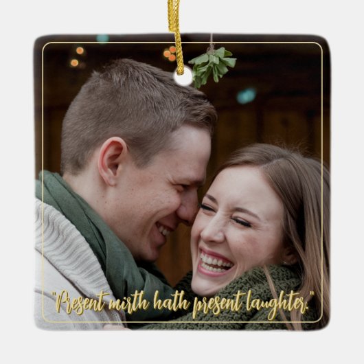 Modern Elegant Minimal Script Quote Mistletoe Gold Keramisch Ornament (Voorkant)