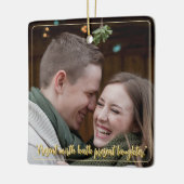 Modern Elegant Minimal Script Quote Mistletoe Gold Keramisch Ornament (Links)