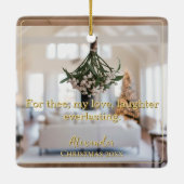 Modern Elegant Minimal Script Quote Mistletoe Gold Keramisch Ornament (Achterkant)