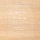 Modern Elegant Minimal Wedding Acryl Uitnodigingen (Voorkant)