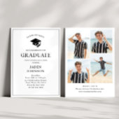 Modern Elegant Minimalist 4 PHOTO Graduation Party Kaart