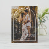 Modern Elegant Minimalist Arch 2 Foto Wedding Kaart (Staand voorkant)