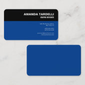 Modern Elegant Minimalist Black Deep Blue Visitekaartje (Voorkant / Achterkant)