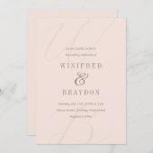 Modern Elegant Minimalist Blush Monogram Weddensch Kaart (Voorkant / Achterkant)