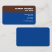 Modern Elegant Minimalist Brown Deep Blue Visitekaartje (Voorkant / Achterkant)