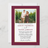 Modern Elegant Minimalist Burgundy Wedding Kaart (Voorkant)