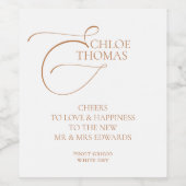Modern Elegant Minimalist "Cheers Wedding" Wijn Etiket (Enkel label)
