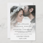 Modern Elegant Minimalist Custom Photo Wedding Kaart (Voorkant)