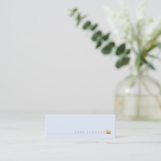 Modern Elegant Minimalist Gold Accent Pastel Blue Mini Visitekaartje (Staand voorkant)