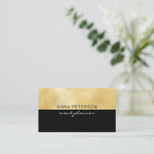 Modern Elegant Minimalist Gold Foil Black Visitekaartje (Staand voorkant)