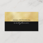 Modern Elegant Minimalist Gold Foil Black Visitekaartje (Voorkant)