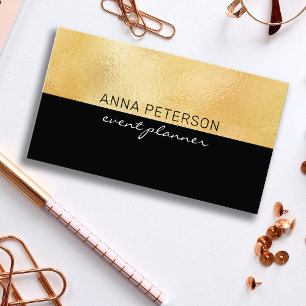 Modern Elegant Minimalist Gold Foil Black Visitekaartje