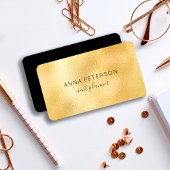Modern Elegant Minimalist Gold Foil Black Visitekaartje