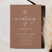 Modern Elegant Minimalist Mocha Mousse Wedding Kaart