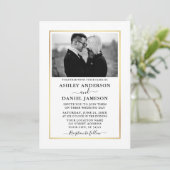 Modern Elegant Minimalist Photo BW Wedding Kaart (Staand voorkant)