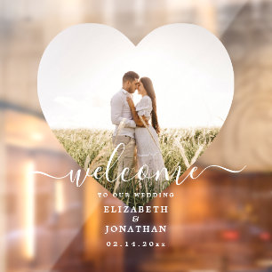 Modern Elegant Minimalist Photo Weddenschap Welkom Raamsticker