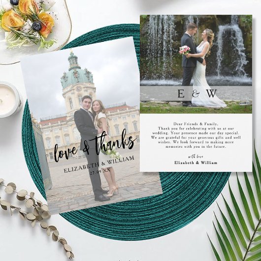 Modern Elegant Minimalist Photo Wedding Bedankkaart