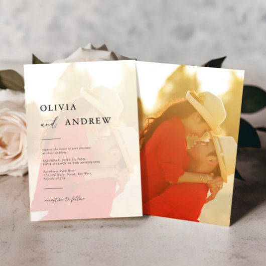 Modern Elegant Minimalist Photo Wedding Invitation Kaart