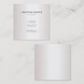 Modern Elegant Minimalist Plain Faux Silver Glam Vierkante Visitekaartje (Voorkant / Achterkant)