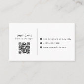 Modern Elegant Minimalist QR Code Business Card Visitekaartje (Voorkant)