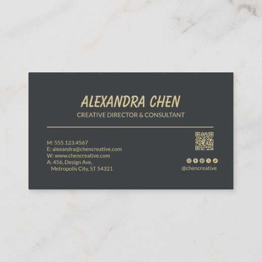 Modern Elegant Minimalist QR Code Visitekaartje (Achterkant)