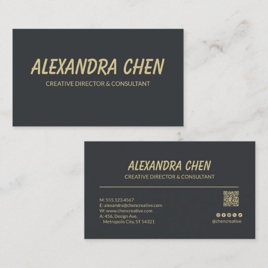 Modern Elegant Minimalist QR Code Visitekaartje (Voorkant / Achterkant)