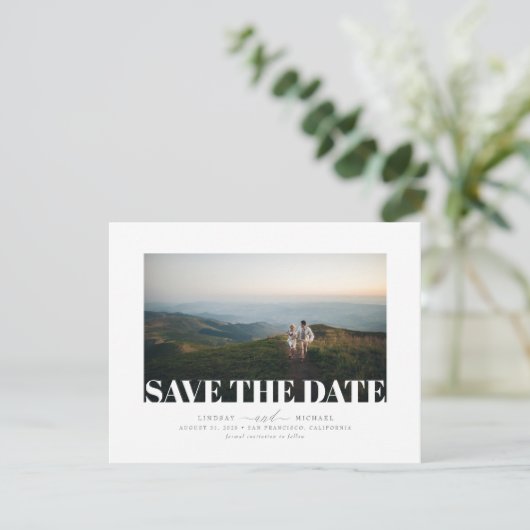 Modern Elegant Minimalist Save the Date Photo (Staand voorkant)