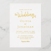 Modern Elegant Minimalist Script Photo Wedding Folie Uitnodiging (Voorkant)