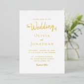 Modern Elegant Minimalist Script Photo Wedding Folie Uitnodiging (Staand Voorkant)